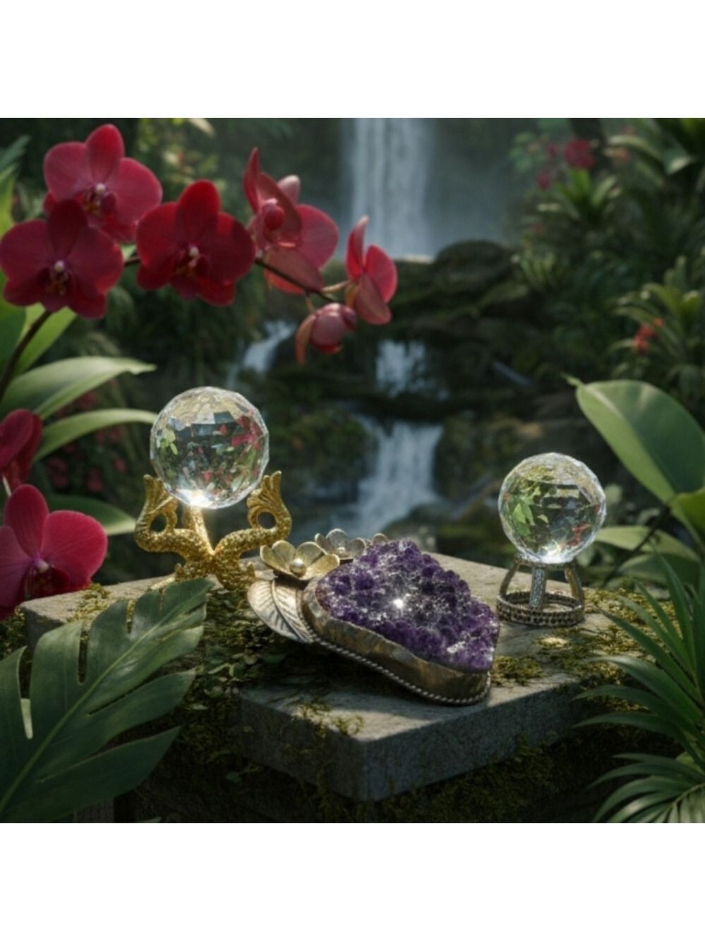 Swarovski Amethyst Crystal Silver Steel Fish Stand